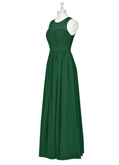 Azazie Nina Brautjungfernkleider A-Linie Plissee Chiffon Kleid Dunkelgrün image8