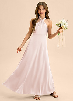 Azazie Beah Junior Klä av A-Line i Stretch Satin Plisserad image5