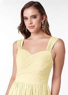 Azazie Zapheira Bridesmaid Dresses Lemon Sorbet A-Line Ruched Chiffon Dress image5