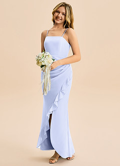 Azazie Buzzy Junior Lavender Sheath Pleated Chiffon Dress image3