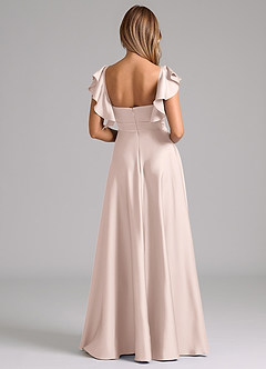 Azazie Leilani Bridesmaid Dresses Blushing Pink A-Line Ruched Stretch Satin Dress image2