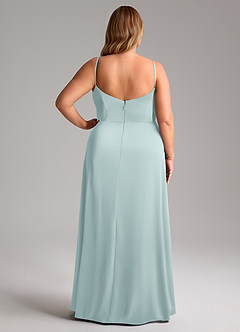 Azazie Azuree Bridesmaid Dresses Mist A-Line Pleated Stretch Satin Dress image10
