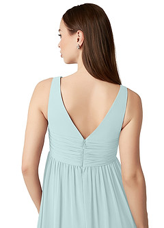 Azazie Yetta Brautjungfernkleider für Schwangere A-Linie V-Hals Versammelt Chiffon Bodenlänge Kleid image3