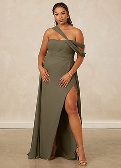Christian Siriano Bridal for Azazie 1014 Bridesmaid Dresses Willow Green A-Line Off the Shoulder Chiffon Dress image12