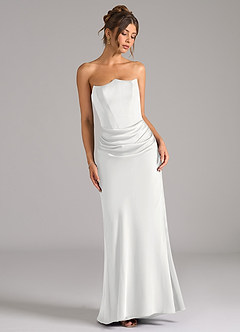 Azazie Debby Jurken voor bruidsmeisjes Converteerbaar Jurk van Stretch Satijn met Zeemeermin Strapless Wit image3