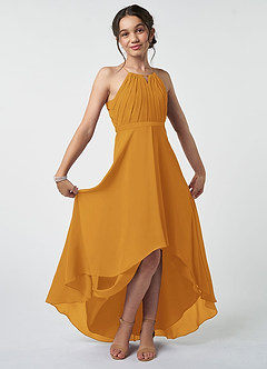 Azazie Oaklynn Junior Butterscotch A-Line Pleated Chiffon Dress image2