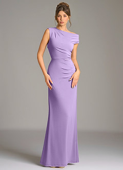 Azazie Nazanin Bridesmaid Dresses Lilac Mermaid Off the Shoulder Premium Stretch Jersey Dress image3