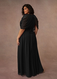Azazie Olena Mother of the Bride Dresses Black A-Line Sequins Chiffon Dress image10