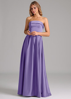 Azazie Lucienne Bridesmaid Dresses Tahiti A-Line Strapless Stretch Satin Convertible Dress image4