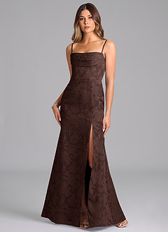 Azazie Saige Bridesmaid Dresses Ganache A-Line Off the Shoulder Floral Burnout Convertible Dress image3