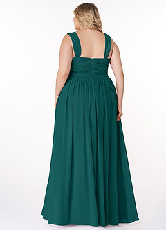 Azazie Zapheira Brudtärnklänningar Klänning av A-Linje i Chiffong Ruched Påfågelblå image8