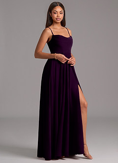 Azazie Elle Bridesmaid Dresses Grape A-Line with Pockets Velvet Dress image7