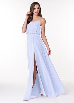 Azazie Lupe Bridesmaid Dresses Lavender A-Line Scoop Blouson Chiffon Dress image3