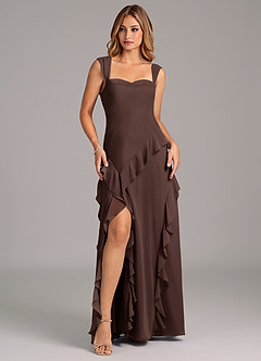 Azazie Sloane Bridesmaid Dresses Ganache A-Line Sweetheart Neckline Chiffon Dress image1