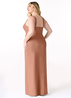 Azazie Denice Bridesmaid Dresses Bronzer Sheath Pleated Chiffon Dress image11