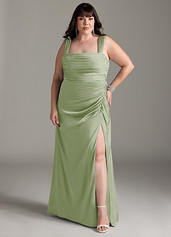 Azazie Jesaphine Bridesmaid Dresses Dusty Sage Sheath Bow Stretch Satin Dress image8