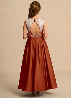 Azazie Candy Girl Jurken voor bloemenmeisjes Baljurk Jurk van Mat Satijn Boog Paprika image3