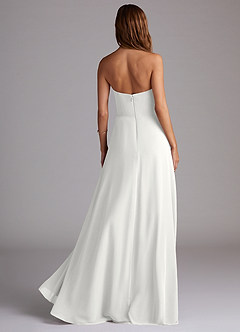 Azazie Wren Bridesmaid Dresses White A-Line Side Slit Chiffon Convertible Dress image4