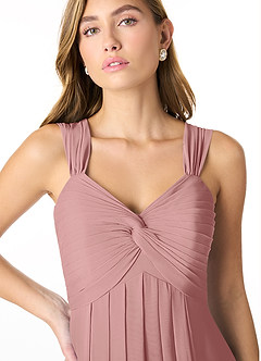 Azazie Kaitlynn Bridesmaid Dresses Dusty Rose Empire Ruched Chiffon Convertible Dress image9