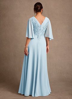 Azazie Tilda Vestidos para mãe da noiva Vestido Céu Azul de Chiffon de Linha A com Renda image2