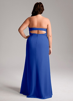 Azazie Leonis Vestidos de damas de honor Vestido de Azul Real de Gasa de Corte Recto Convertible con Sin tirantes image10