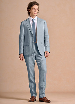 front Harrison Azul Polvoriento Traje 100% lino