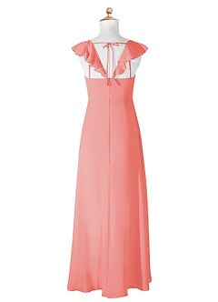 Azazie Amada Junior Coral A-Line Ruched Chiffon Dress image6