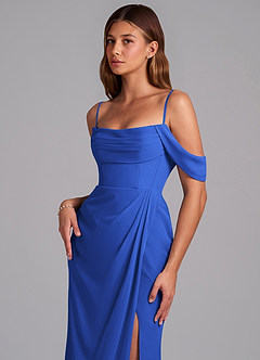 Azazie Johana Jurken voor bruidsmeisjes Converteerbaar Jurk van Chiffon met Zeemeermin Off the Shoulder Koningsblauw image5