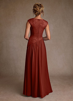 Azazie Kalleen Mother of the Bride Dresses Terracotta A-Line Pleated Chiffon Dress image3
