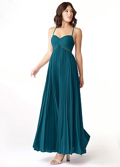 Azazie Devyn Brautjungfernkleider A-Linie Korsett Chiffon Kleid Tintenblau image3