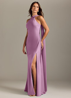 Azazie Kinsley Bridesmaid Dresses Wisteria Mermaid Side Slit Stretch Satin Dress image3