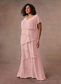 Azazie OHara Mother of the Bride Dresses Powder Pink A-Line V-Neck Chiffon Dress image13
