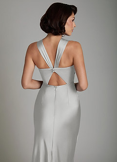 Azazie Zaria Bridesmaid Dresses Silver Mermaid Sweetheart Neckline Stretch Satin Dress image4