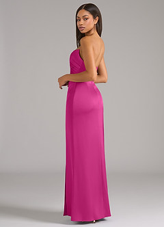 Azazie Marla Bridesmaid Dresses Fuchsia Sheath Strapless Stretch Satin Convertible Dress image5