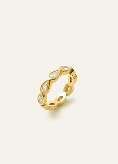 front 18K Gold-Plated Marquise CZ Band Ring