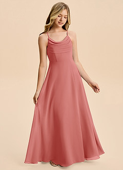 Azazie Gia Junior A-Linie Plissee Chiffon Kleid Antike Rose image4