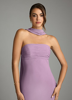 Azazie Saylor Vestidos de damas de honor Vestido de Glicinia de Gasa de Corte Sirena con Sin tirantes image6