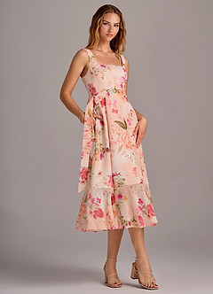Azazie Deb Bridesmaid Dresses Abstract Bouquet Floral A-Line with Pockets Chiffon Convertible Dress image5
