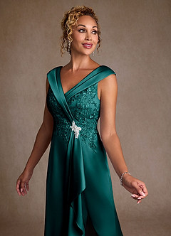 Azazie Santa Monica Mother of the Bride Dresses Peacock A-Line Lace Dress image5