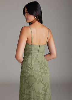 Azazie Maci Bridesmaid Dresses Pistachio Sheath Pleated Floral Burnout Dress image6