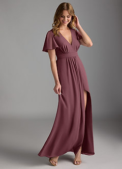 Azazie Zaniah Bridesmaid Dresses Sangria A-Line Chiffon Dress image6