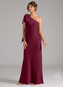 Azazie Capri Bridesmaid Dresses Mulberry Mermaid One Shoulder Stretch Satin Dress image4
