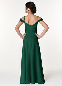 Azazie Alivia Junior Emerald A-Line Off the Shoulder Chiffon Dress image2