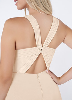 Azazie Jane Bridesmaid Dresses White Alabaster A-Line V-Neck Pleated Chiffon Dress image5