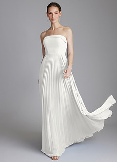 Azazie Mariana Bridesmaid Dresses White A-Line Strapless Chiffon Dress image1
