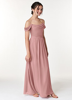 Azazie Alivia Junior Amethyst A-Line Off the Shoulder Chiffon Dress image3