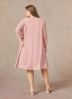 Azazie Shirley Mother of the Bride Dresses Powder Pink A-Line Scoop Pleated Chiffon Dress image9