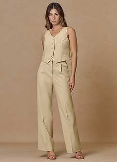 front Rowan Champagne Refined Weave Performance 2-Piece Suit