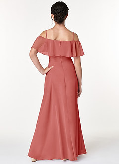 Azazie Maggie Junior Antique Rose A-Line Off the Shoulder Chiffon Dress image2