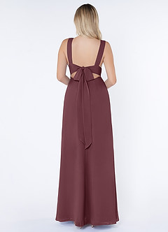 Azazie Christiana Bridesmaid Dresses Sangria A-Line V-Neck Pleated Chiffon Dress image2